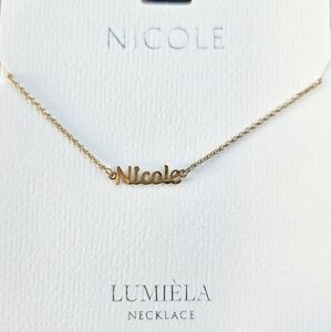 🌸 NICOLE Script Name Chain Goldtone Necklace 🌸